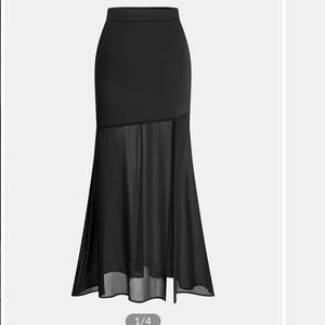 NWT Commense Sheer Panel Satin Mermaid Skirt